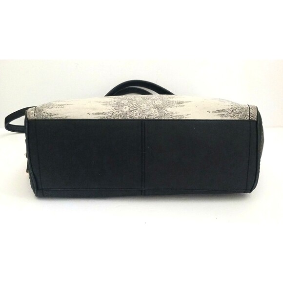 Vince Camuto Fiona Lg Blk Leather Satchel w Crossbody Tan Print Gold Hardware - Picture 8 of 16